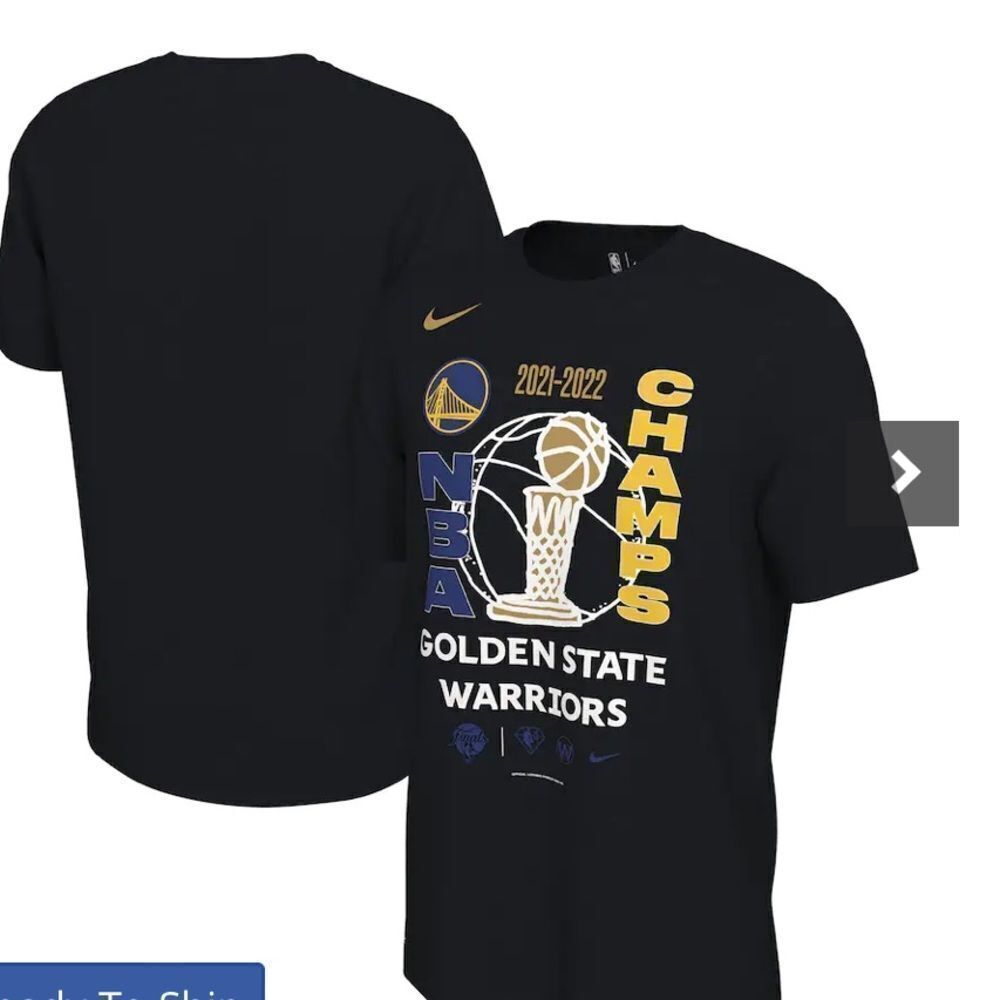 Men's Golden State Warriors Nike Black 2022 NBA Finals Champions T-Shirt S Nwt